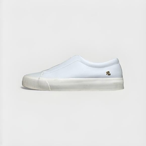 Lauren Ralph Lauren Isla White Leather Slip-On Sneakers Men’s 10 EU 42 Casual - Picture 1 of 12